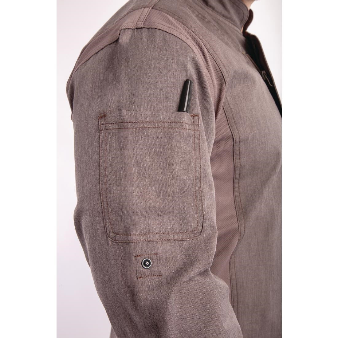 Veste de cuisine mixte légère à fermeture éclair Hartford Chef Works Urban gris graphite M - NISBETS