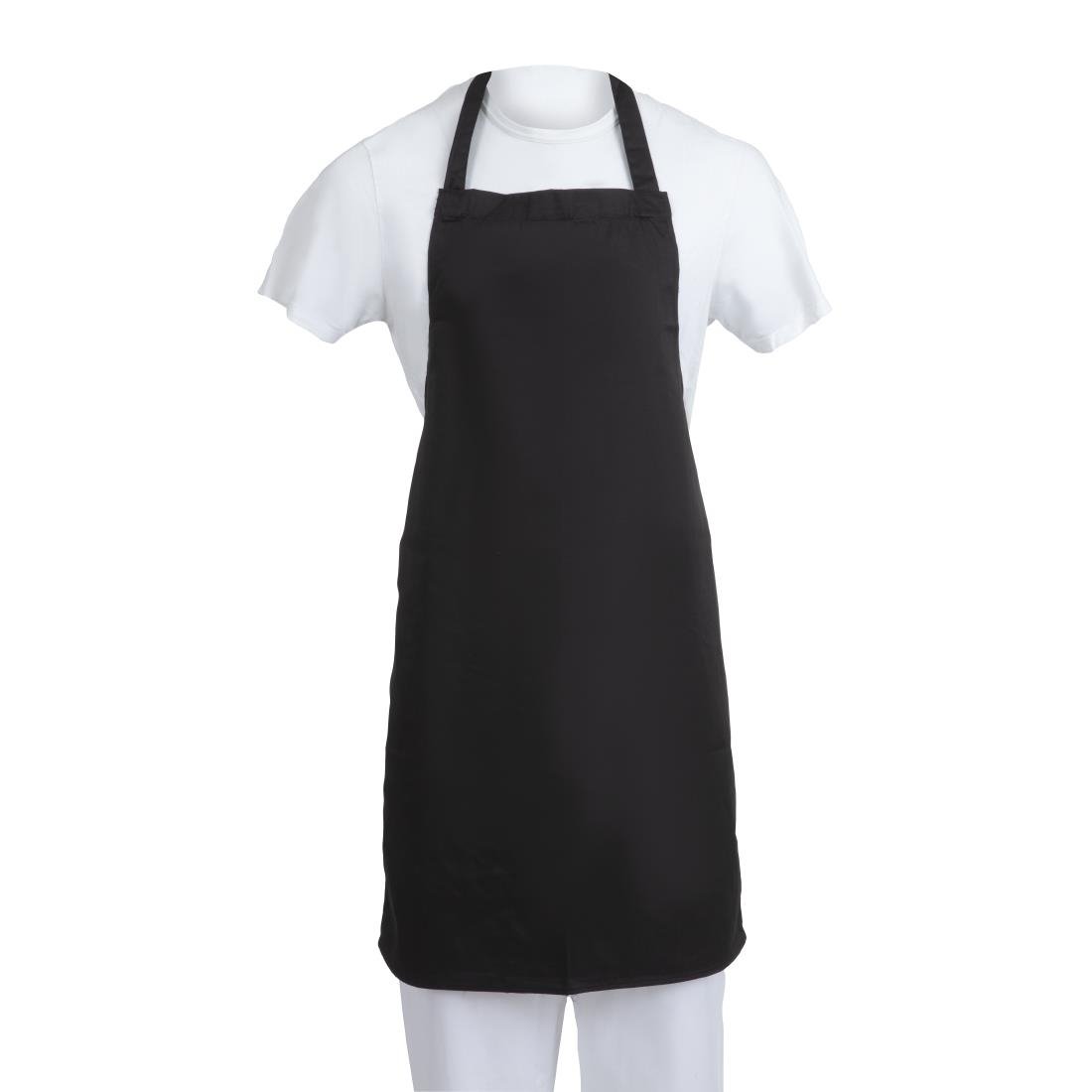 Tabliers bavette en polycoton Whites noirs (lot de 5)