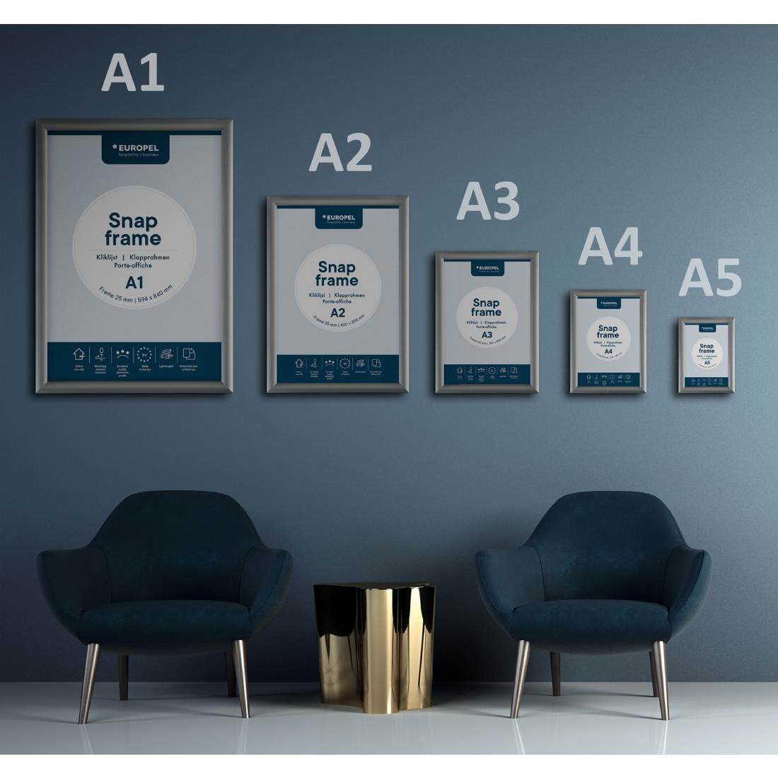 Cadre clipsable en aluminium Europel A1 25mm