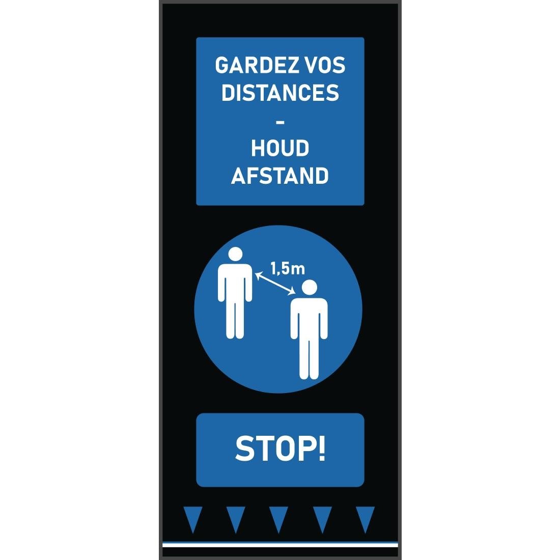 Tapis de distanciation sociale 150x65cm bleu - personnes (attention : texte néerlandais et français) - NISBETS