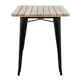 Table à manger à plateau à lattes en bois de manguier et piètement noir Bolero Bistro 1200 mm - NISBETS
