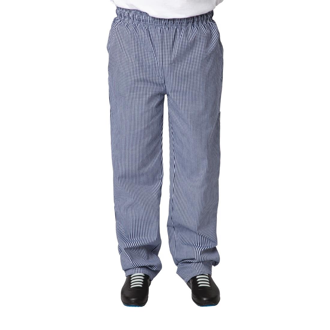 Pantalon de cuisine mixte Whites Vegas petits carreaux bleu et blanc - NISBETS