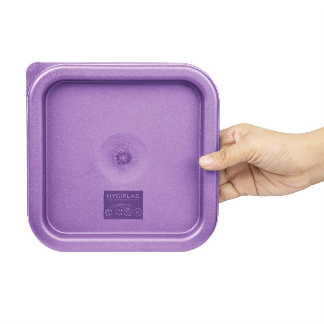 Petit couvercle carré pour boîte alimentaire Hygiplas violet