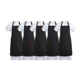 Tabliers bavette en polycoton Whites noirs (lot de 5)