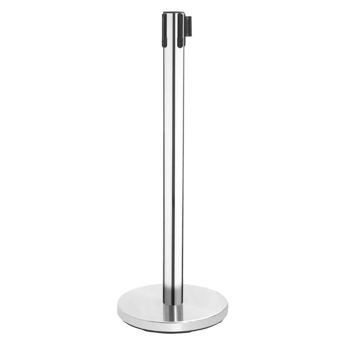 Barrière rétractable en inox poli Bolero sangle noire 3 m (lot de 2) - NISBETS