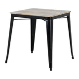 Table à manger à plateau à lattes en bois de manguier et piètement noir Bolero Bistro 650 mm - NISBETS