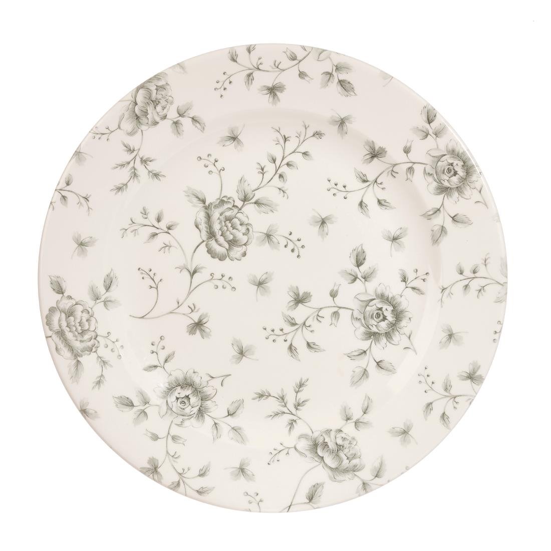 Assiettes plates Churchill Vintage Prints Rose ChintzGrey 305mm (Lot de 6)
