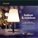 Lampe de table noire LED sans fil Securit Michelle avec 3 étiquettes ardoises amovibles