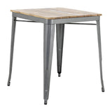Table à manger à plateau à lattes en bois de manguier et piètement gris acier Bolero Bistro 650 mm - NISBETS