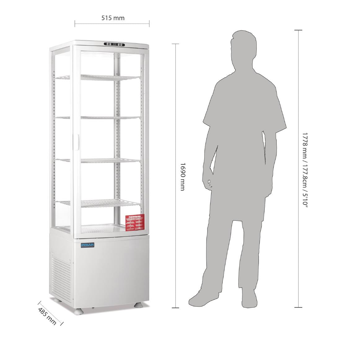 Vitrine réfrigérée porte incurvée économe en énergie Polar série C blanche 235L - FRANCE CHR