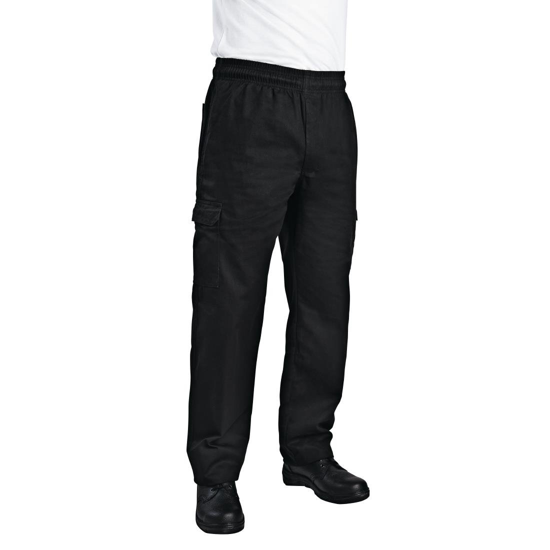 Pantalon de cuisine mixte Chef Works Slim Fit Cargo noir - NISBETS