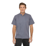 Veste de cuisine mixte légère manches courtes à fermeture éclair Springfield Chef Works Urban bleu encre - NISBETS