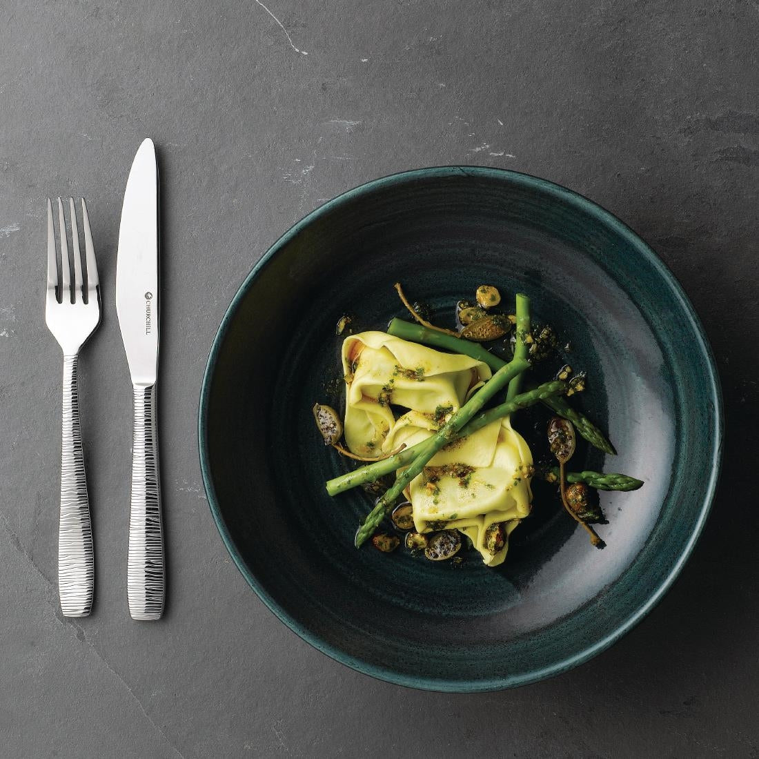 Assiettes coupes rondes Churchill Stonecast Patina Rustic Teal 40oz 248mm (Lot de 12)