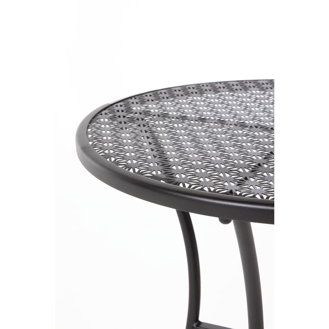 Table bistro ronde en acier ajouré Bolero noire 600mm (lot de 15)