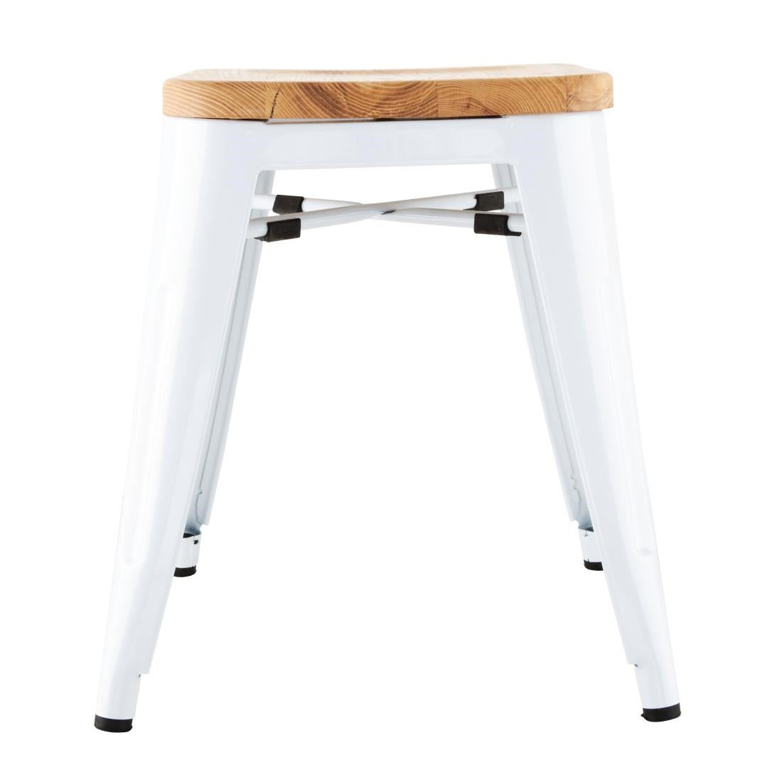 Tabourets bas Bolero Bistro avec coussin d'assise en bois blanc (paquet de 4)