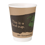Gobelets boissons chaudes compostables en PLA double paroi Fiesta Compostable 355ml (Lot de 500) - NISBETS