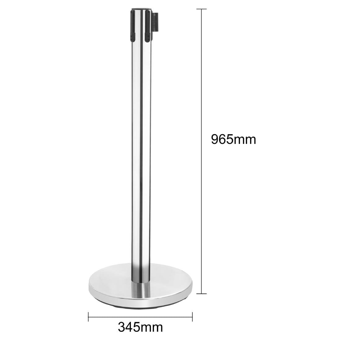 Barrière rétractable en inox poli Bolero sangle noire 3 m (lot de 2) - NISBETS