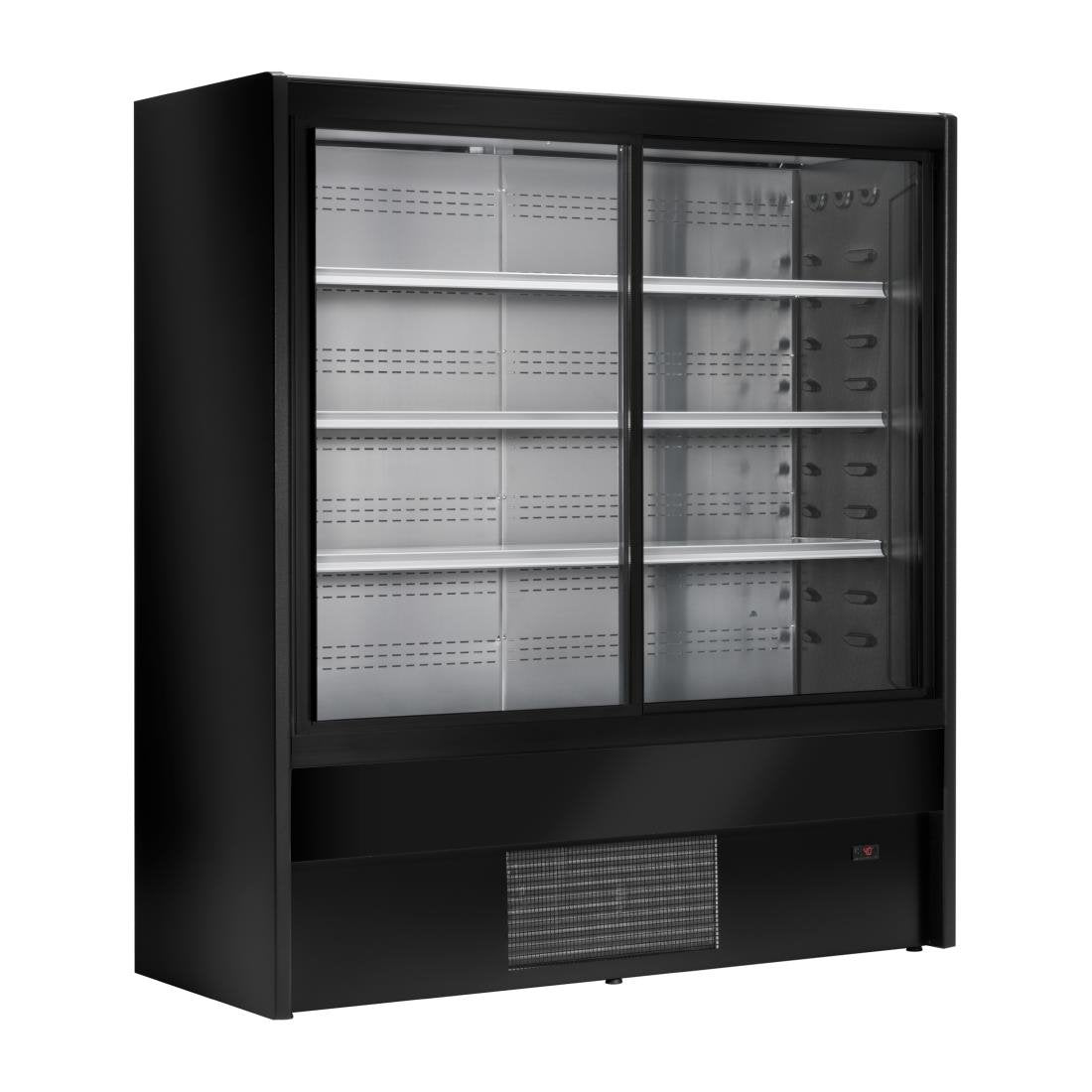 Vitrine libre-service réfrigérée Zoin Cervinho noire avec portes coulissantes - Taille 100 mm