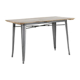 Table à manger à plateau à lattes en bois de manguier et piètement gris acier Bolero Bistro 1200 mm - NISBETS