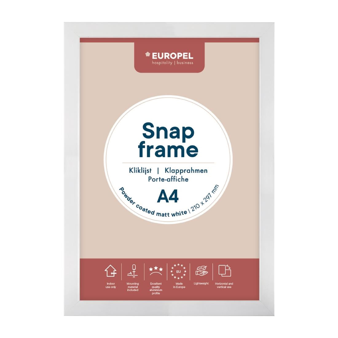 Cadre clipsable Europel A4 25mm blanc mat