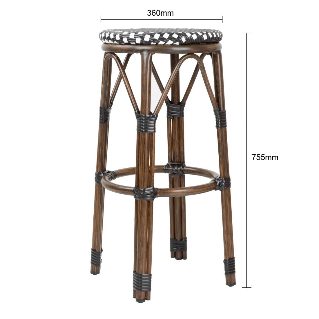 Tabourets de bar en rotin PE style parisien Bolero bois foncé noirs (Lot de 2) - NISBETS