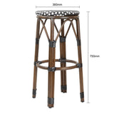 Tabourets de bar en rotin PE style parisien Bolero bois foncé noirs (Lot de 2) - NISBETS