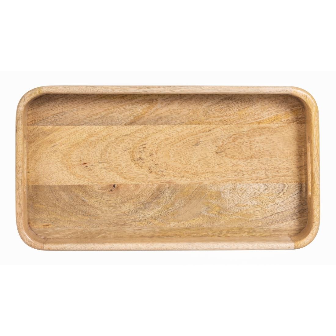 Plateau de service rectangulaire avec poignées intégrées en bois de manguier Olympia 430x230mm - NISBETS
