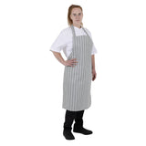 Tablier bavette rayé gris et blanc Whites