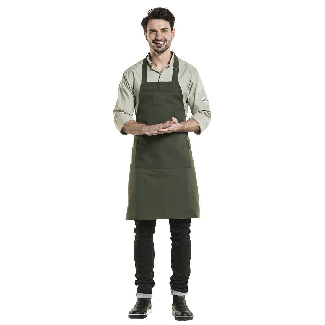 Tablier bavette mixte Chaud Devant Nordic Base vert 70x85 cm - NISBETS