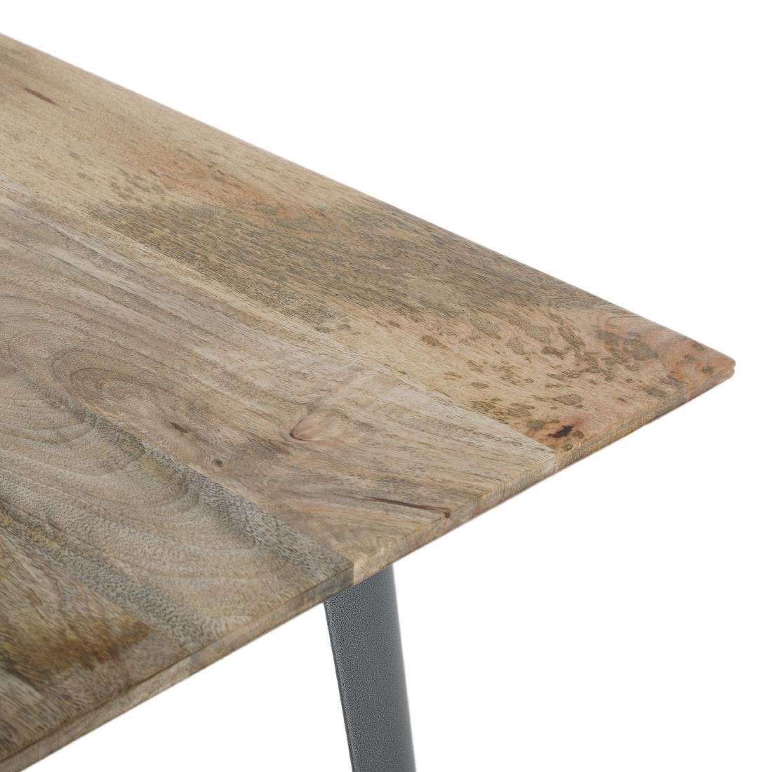 Table à manger avec plateau en bois de manguier lisse et piètement gris acier Bolero Bistro 1450 mm - NISBETS