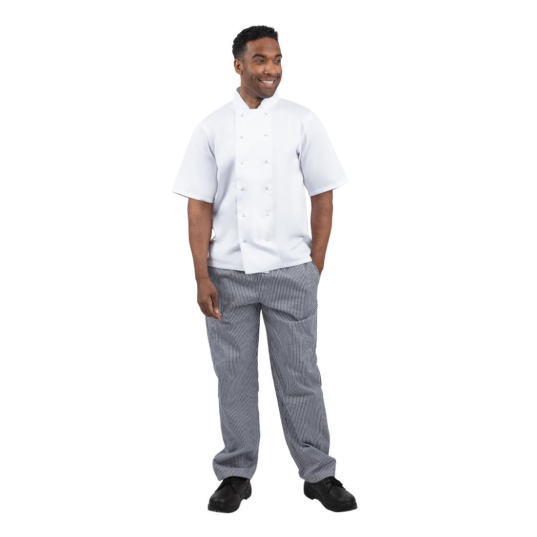 Pantalon de cuisine mixte Whites Vegas petits carreaux bleu et blanc - NISBETS