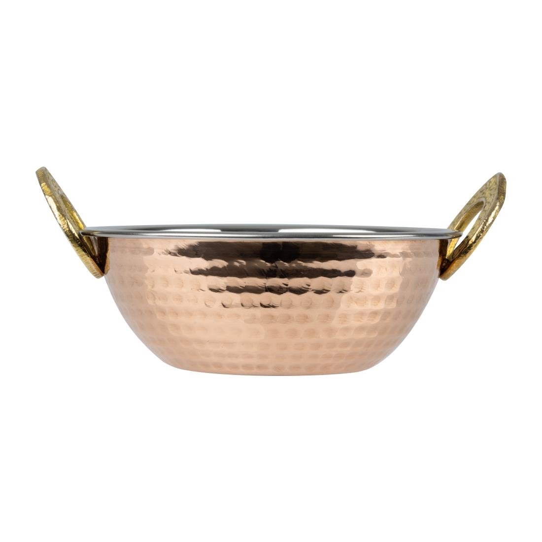 Plat Kadai en cuivre avec poignées en inox revêtement laiton Olympia 400ml