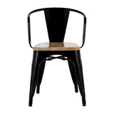 Fauteuils noirs à dossier incurvé avec assise en bois Bolero Bistro (lot de 4) - NISBETS