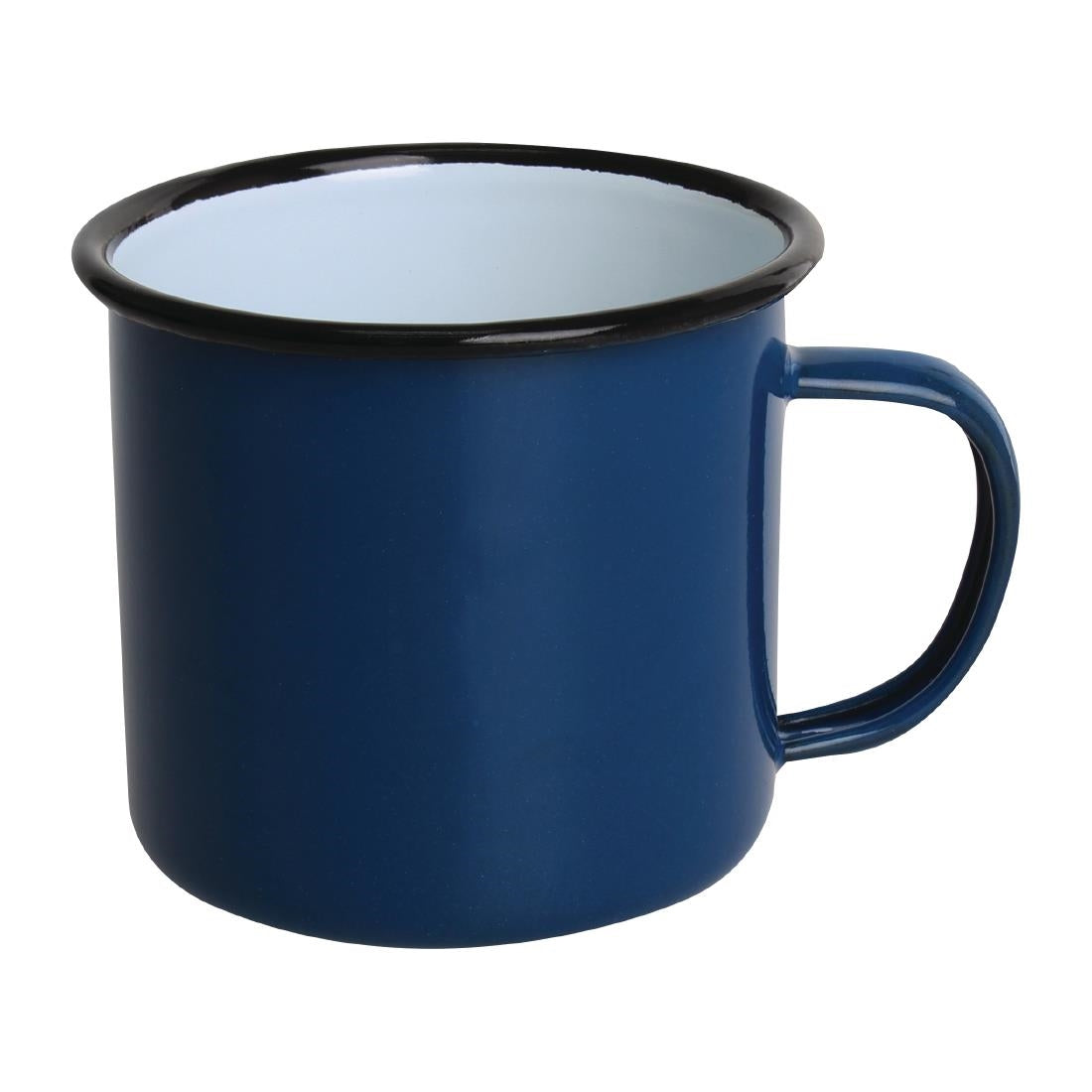 Mugs en acier émaillé bleu et noir Olympia 350ml (lot de 6) - NISBETS