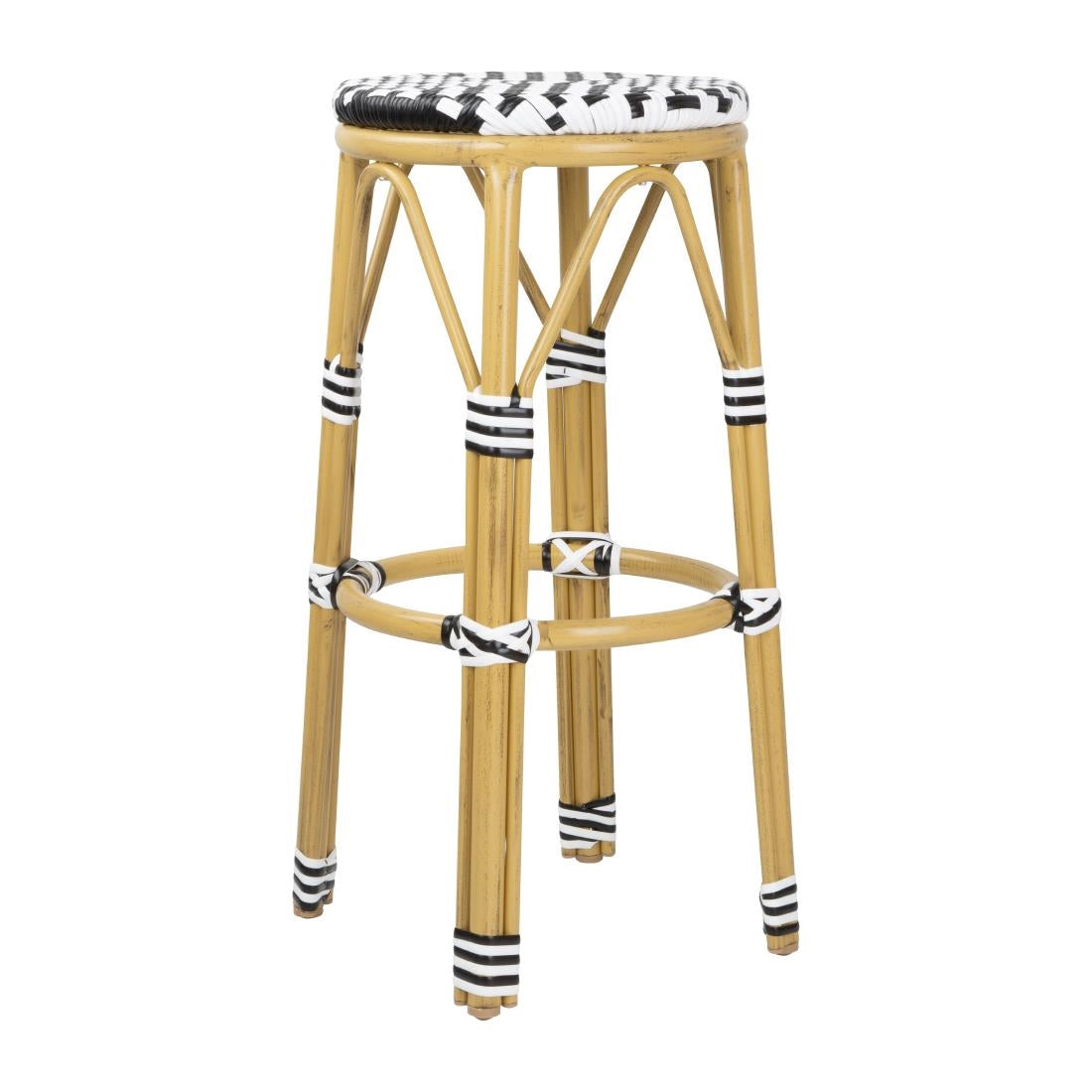 Tabourets de bar en rotin PE style parisien Bolero noirs (lot de 2)