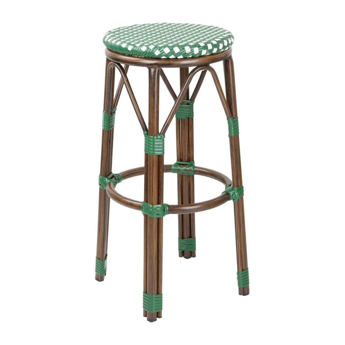 Tabourets de bar Parisian Style PE Rattan Bolero bois foncé verts (Lot de 2)