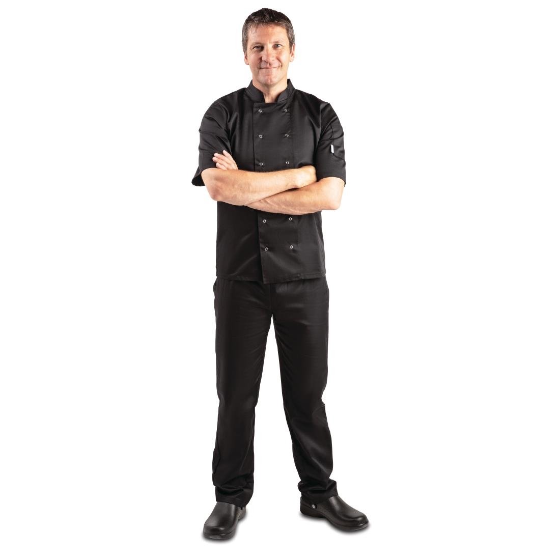 Veste de cuisine mixte Whites Vegas manches courtes noire - NISBETS