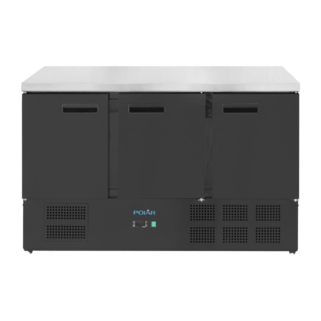 Table réfrigérée positive trois portes Polar série G noire 400 L - NISBETS