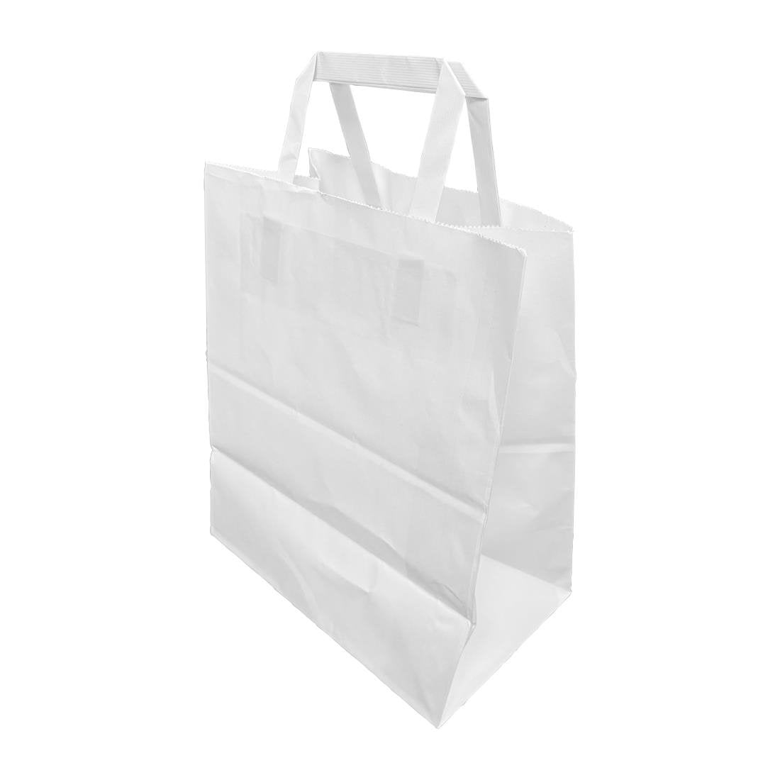 Petits sacs en papier blanc avec poignées plates Fiesta Recyclable (lot de 250) - NISBETS