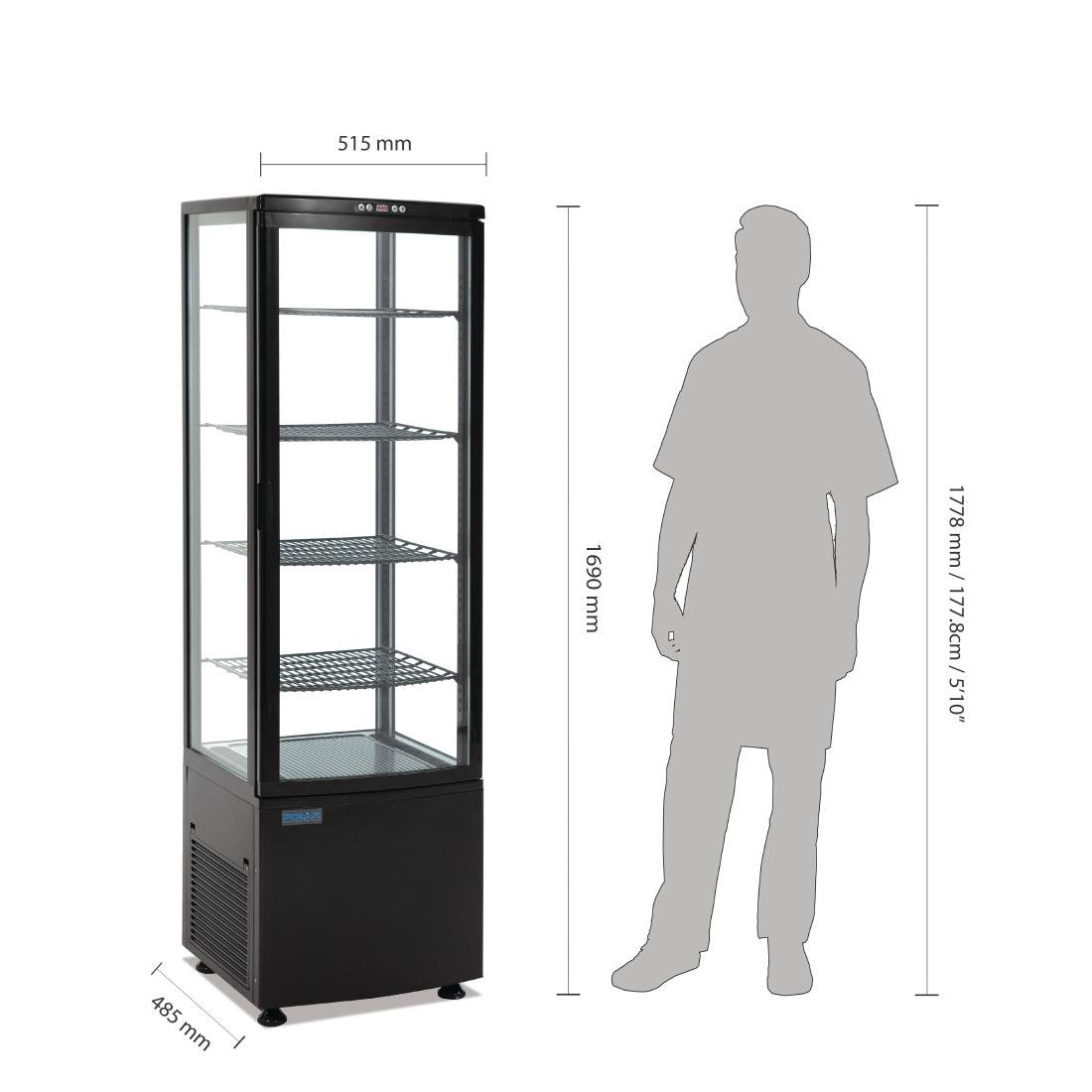 Vitrine réfrigérée porte incurvée économe en énergie Polar série C noire 235L - FRANCE CHR