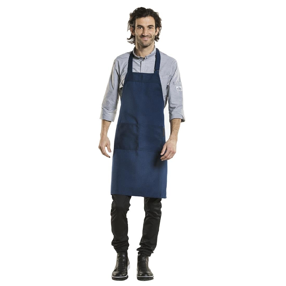 Tablier bavette mixte Chaud Devant Nordic Base bleu 70x85 cm