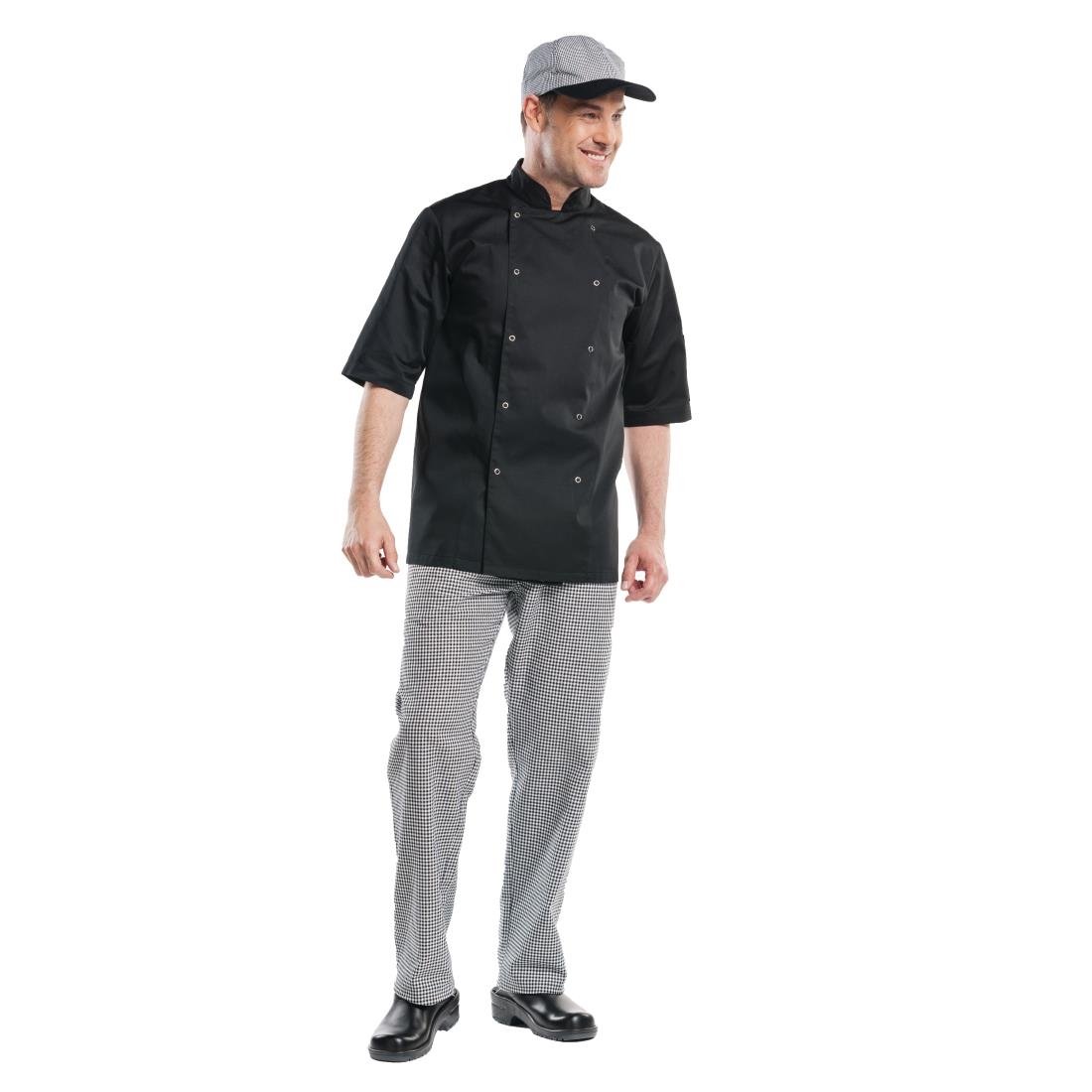 Veste de cuisine mixte Chaud Devant Hilton Poco manches courtes noire - NISBETS