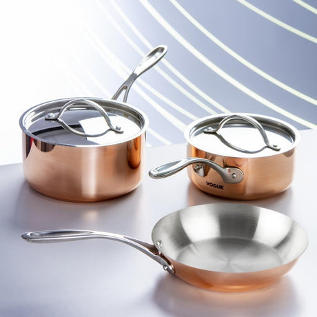 Batterie de cuisine en cuivre triple parois 3 pièces Vogue Cook Like A Pro