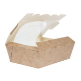Barquettes à salade kraft recyclables avec fenêtre acétate 825ml (lot de 200) - NISBETS