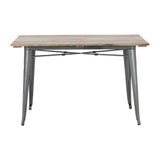 Table à manger à plateau à lattes en bois de manguier et piètement gris acier Bolero Bistro 1200 mm - NISBETS