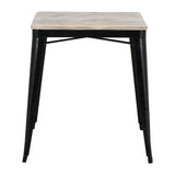 Table à manger à plateau à lattes en bois de manguier et piètement noir Bolero Bistro 650 mm - NISBETS