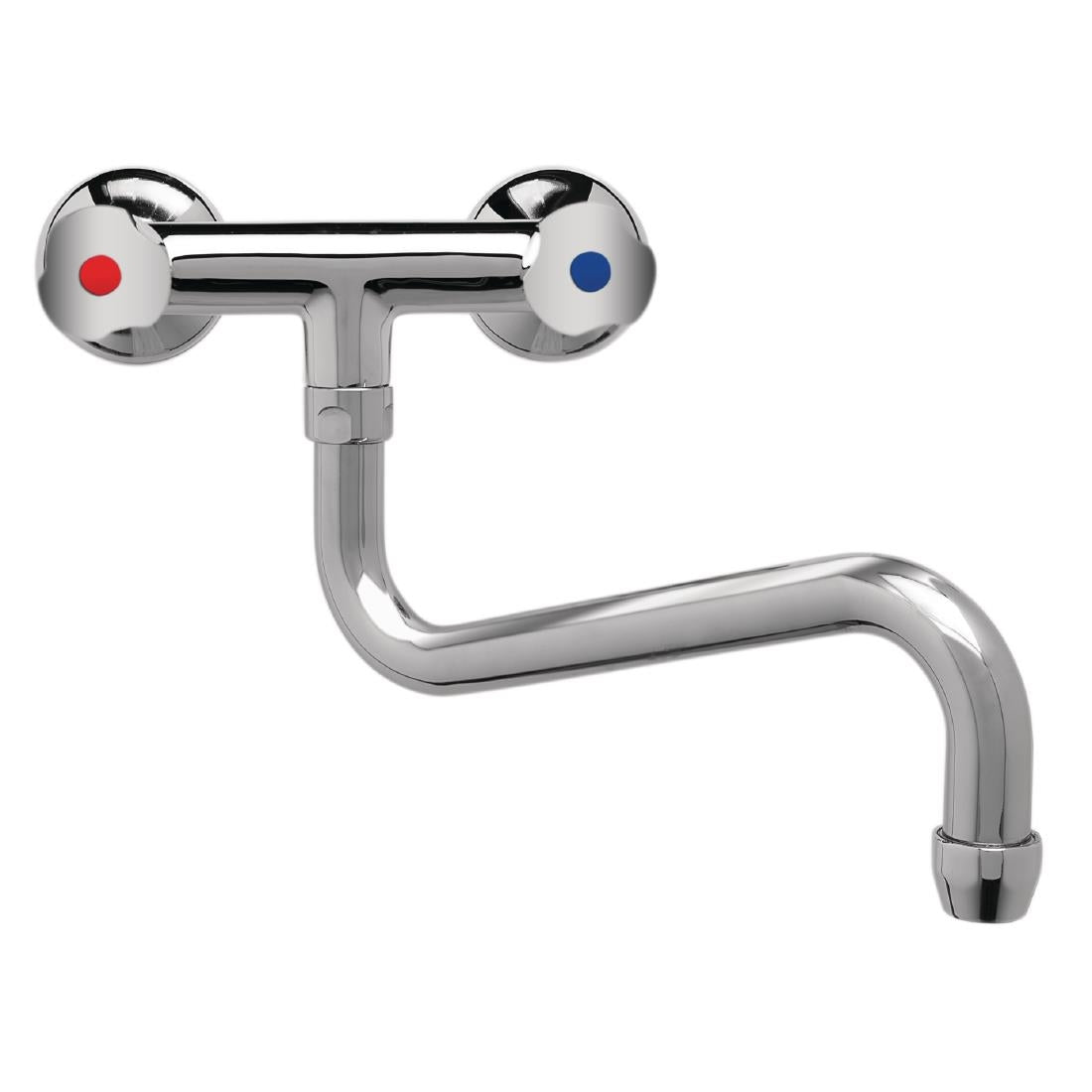 Robinet mélangeur bi-trou modèle lourd 3/4" fixation murale col bas - NISBETS
