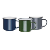 Mugs en acier émaillé bleu et noir Olympia 350ml (lot de 6) - NISBETS