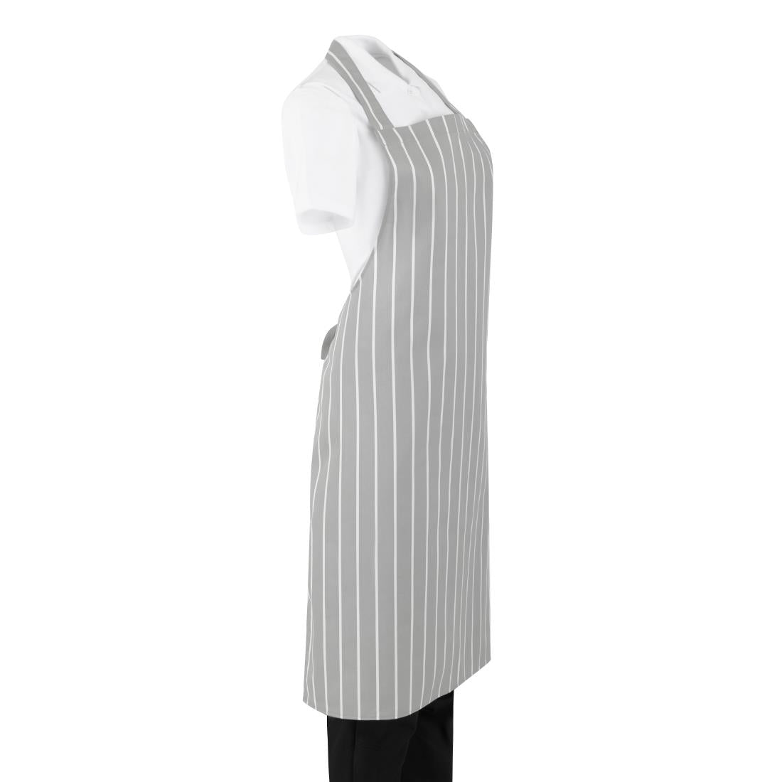 Tablier bavette rayé gris et blanc Whites