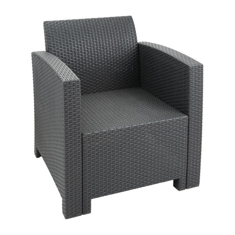 Ensemble fauteuils et table en rotin PP Bolero gris